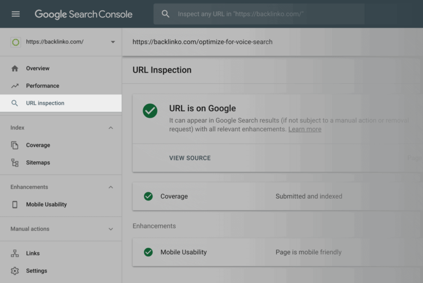 ابزار بررسی URL – کنسول جستجوی گوگل