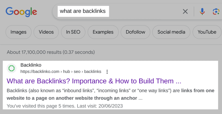 نتایج جستجوی بک لینک